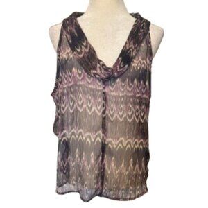 Converse One Star Sheer Purple Multi Color Sleeveless Women's Top XLarge